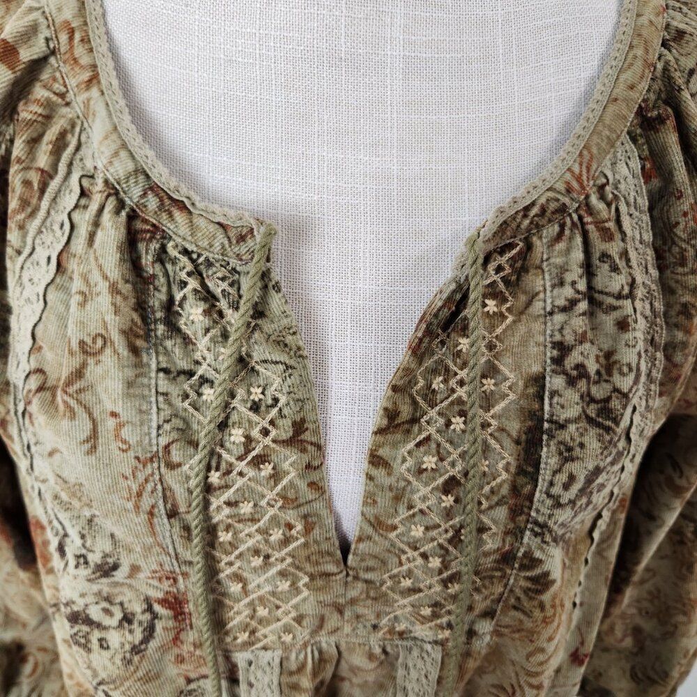 Ralph Lauren Denim & Supply Dress Womens M Corduroy Paisley Peasant Cottage Boho - Picture 3 of 16